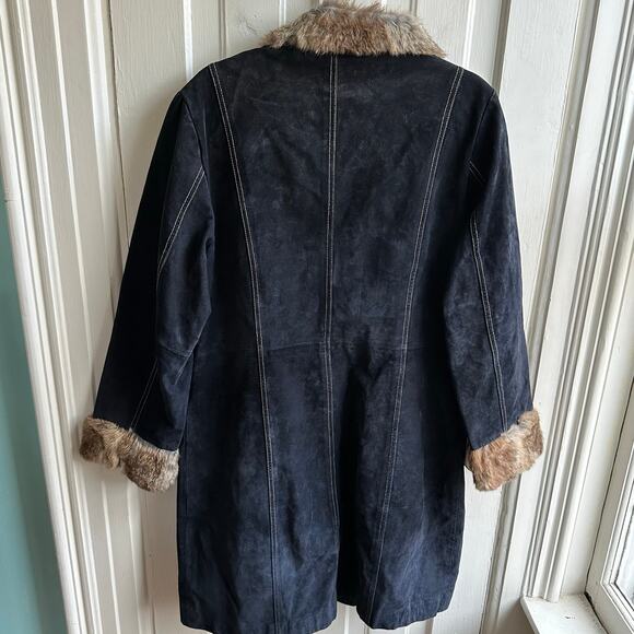 Wilsons Leather Maxima Penny Lane Fur Trimmed Coat Matching Gloves - Picture 7 of 10